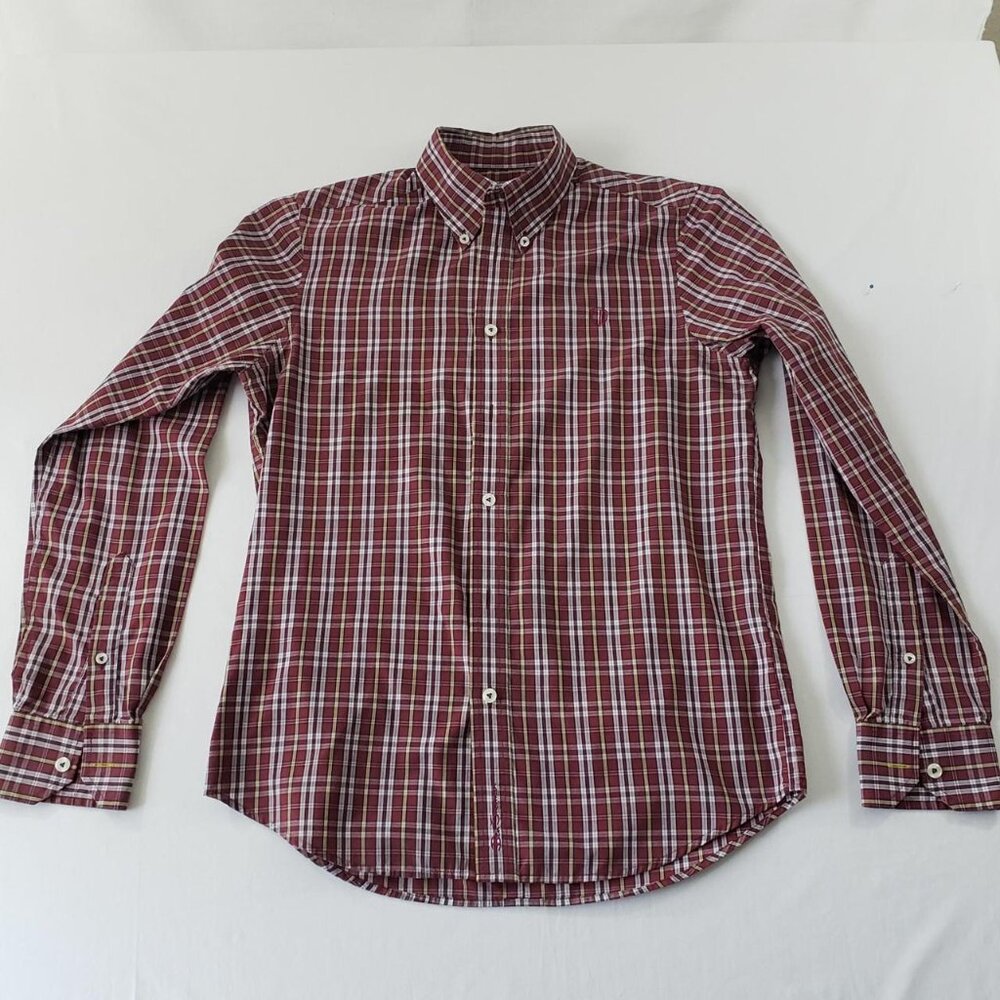 Ben Sherman men's shirt plead, red, button up.